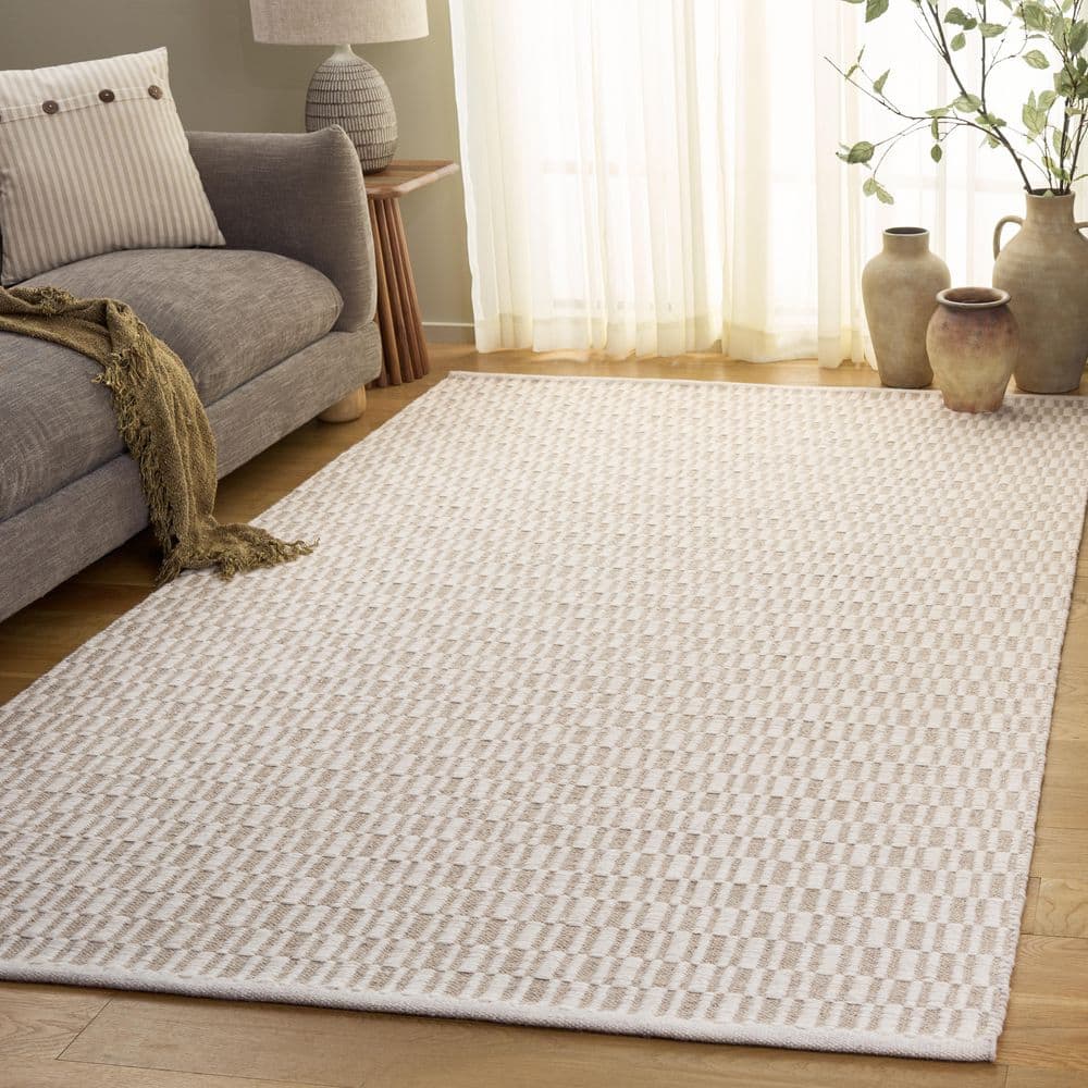 Vermont 6 ft. x 6 ft. Square Beige/Ivory Checkered Geometric Area Rug price history on PriceWatchPro