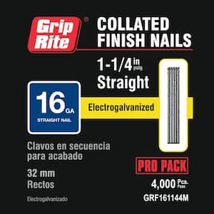 1-1/4 in. 16-Gauge Electro-Galvanized Straight Finish Nails (4,000 Per Box)