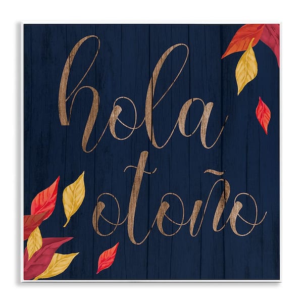 Stupell Industries Hello Fall with Leaves by Lil' Rue Unframed Wall Plaque Abstract Graphic Art Print 12 in. x 12 in.