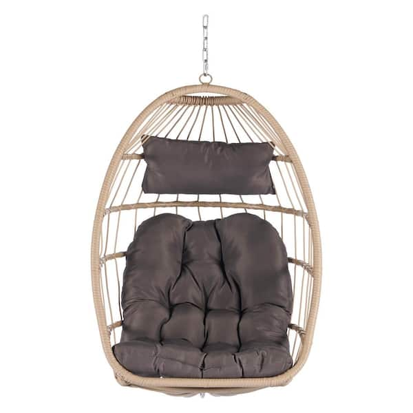 Sudzendf Modern Outdoor Garden Wood Rattan Egg Swing Chair Hanging ...