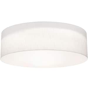 30 in. 4-Light Linen White Transitional Flush Mount with Shade