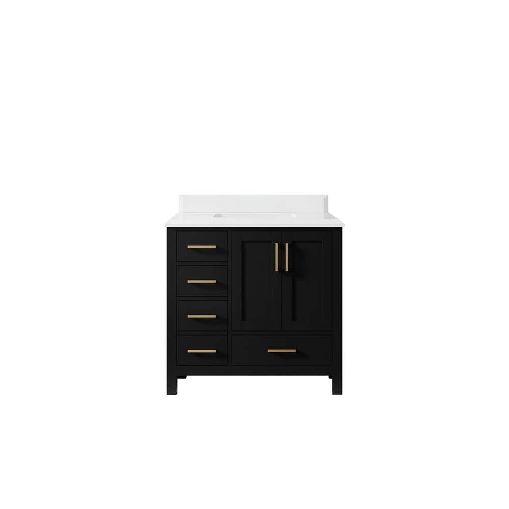 Malibu 36 in. W x 22 in. D x 36 in. H Single Sink Bath Vanity Center in Black with 1.5 in. White qt. Top price history on PriceWatchPro