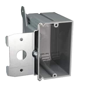 New Work and Retrofit 1-Gang 21 cu. in. Electrical Outlet Box and Switch Box with Adjustable Bracket, Gray