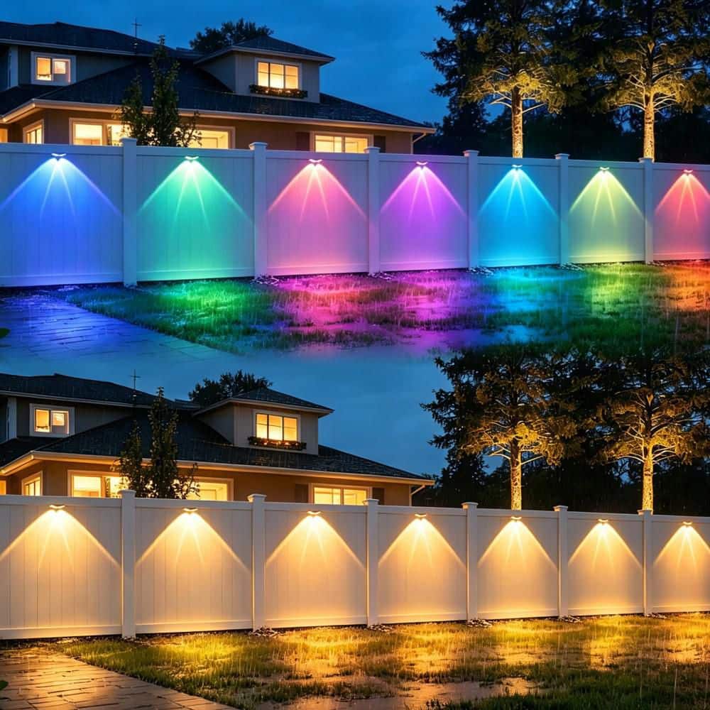 RGBIC Pro 16-Light 100 ft. Outdoor Plug-in Integrated LED Puck String-Light, Dual Head Fence Light w/ Remote/App Control