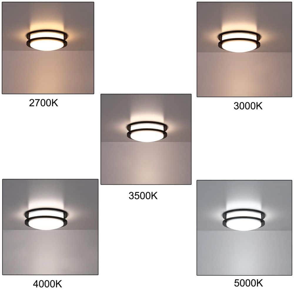 Hanz 10 in. Brush Nickel Selectable LED 2700K, 3000K, 3500K, 4000K, 5000K Flush Mount Ceiling Light (2 Pack) price history on PriceWatchPro