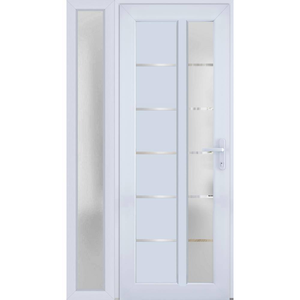 8088 46 in. W. x 80 in. Left-hand/Inswing Frosted Glass White Silk Metal-Plastic Steel Prehung Front Door with Hardware price history on PriceWatchPro