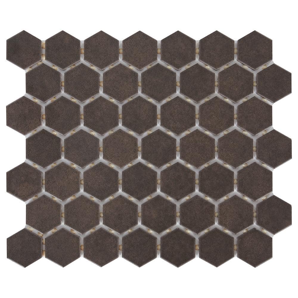 LuxeCraft Obsidian Black 4 in. x 4 in. Glazed Ceramic Mosaic Sample Tile