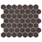 LuxeCraft Hexagon 10 in. x 12 in. x 6.35 mm Obsidian Black Glazed Ceramic Mosaic Tile (0.81 sq. ft./Each)