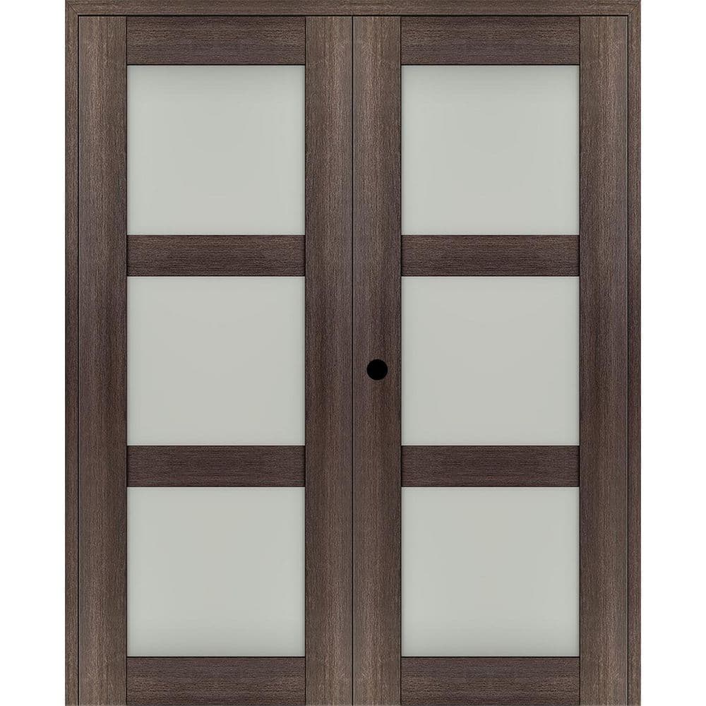 Avon 3 Lite N 64 in. x 96 in. Right Active 3-Lite Frosted Glass Veralinga Oak Wood Composite Double Prehung French Door price history on PriceWatchPro