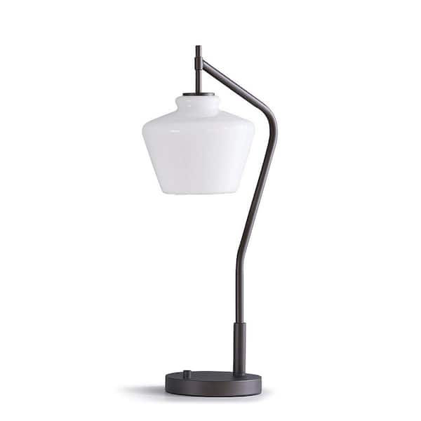HOMEGLAM Cafe 26.5 in. H Table Lamp - Dark Bronze/Glass White