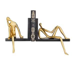 Gold Aluminum Sitting People Bookends (Set of 2)