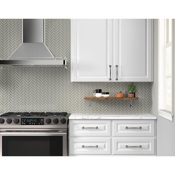 Restore Natural Gray 9 in. x 12 in. Glazed Ceramic Herringbone Mosaic Tile (6 sq. ft./Case)