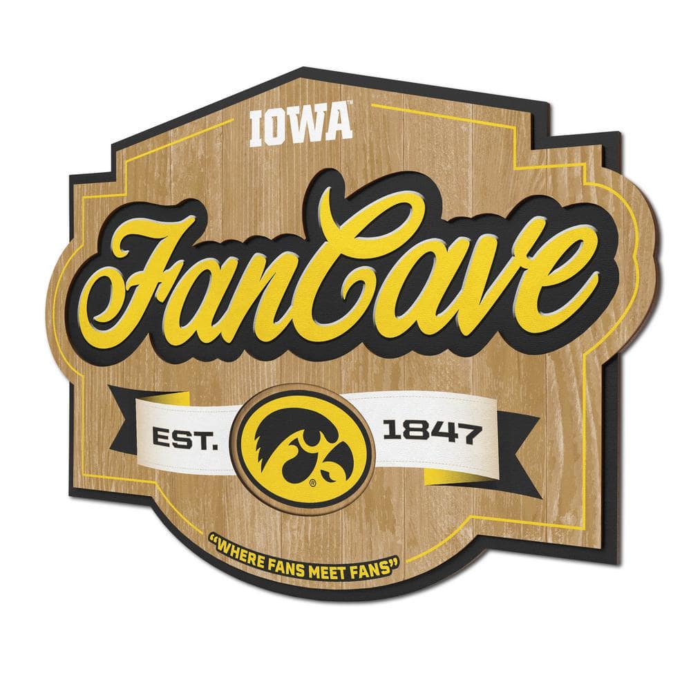 YouTheFan NCAA Iowa Hawkeyes Fan Cave Decorative Sign, Team Colors