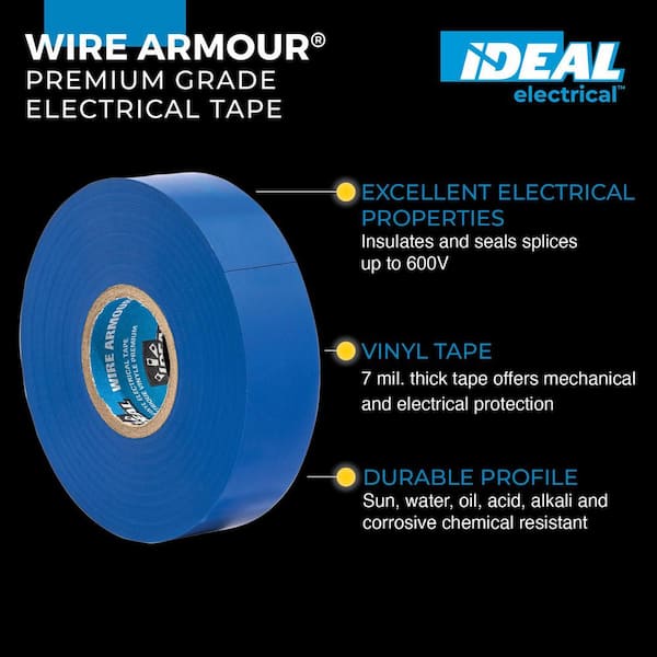 Wire Armour 3/4 in. x 66 ft. Premium Vinyl Tape, Blue (10-Pack)
