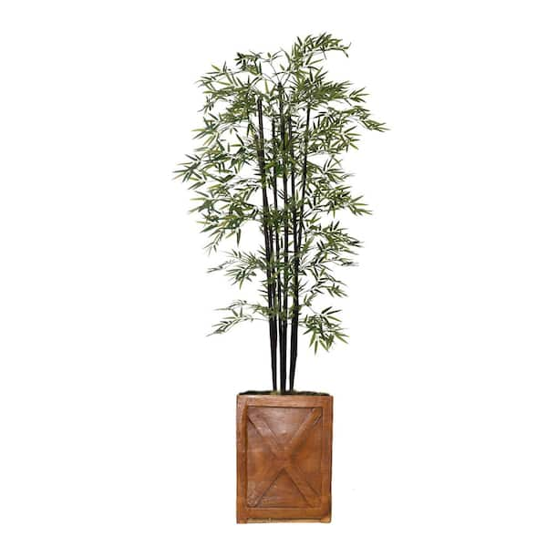 64” Bamboo Artificial Tree in White Tin Planter