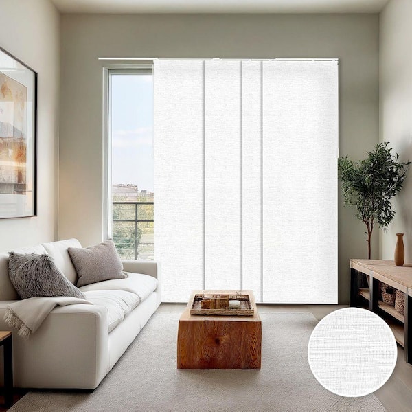 Panel Track Blinds Chalk White Cordless Light Filtering Adjustable with 22 in Slats Up to 80 in. W x 96 in L