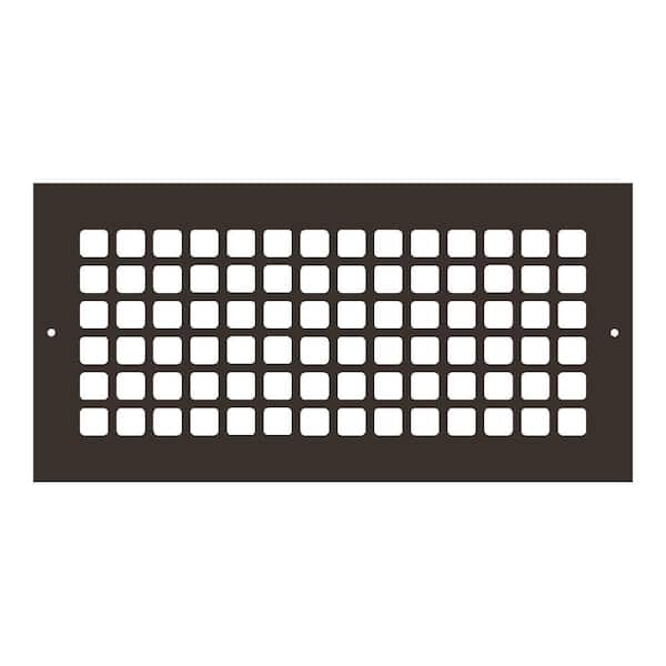 Reggio Registers Square Series 6 in. x 14 in. Aluminum Grille, Oil Rubbed Bronze with Mounting Holes