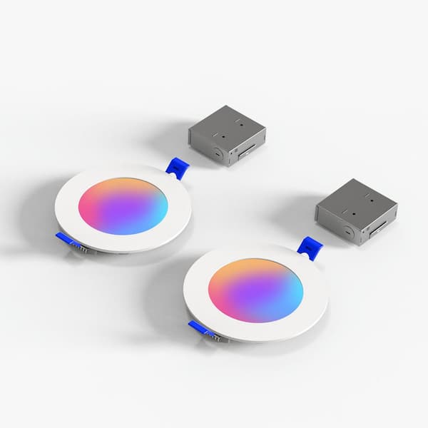Lepro 6 in. 12W 1050 LM Smart RGBCCT Canless Integrated LED Recessed Light Trim, Dimmable Downlight, APP Control Only, 2-Pack