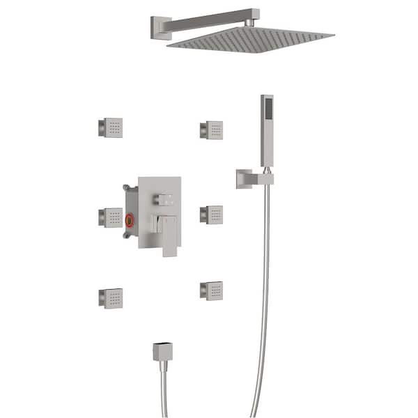 MYCASS Single Handle 3 -Spray Shower Faucet 2.0 GPM with High Pressure, 360-Degree rotation in Brushed Nickel(Valve Included)