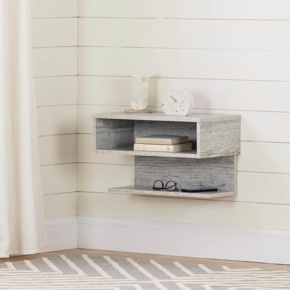 Sazena Seaside Pine Floating Nightstand with Open Shelf