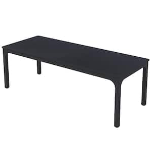 Roesler Black Wood 4 Legs 78.7 in. W Long Rectangle Dining Table Seats 8 for Kitchen Dining Room