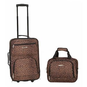 Fashion Expandable 2-Piece Carry On Softside Luggage Set, Leopard
