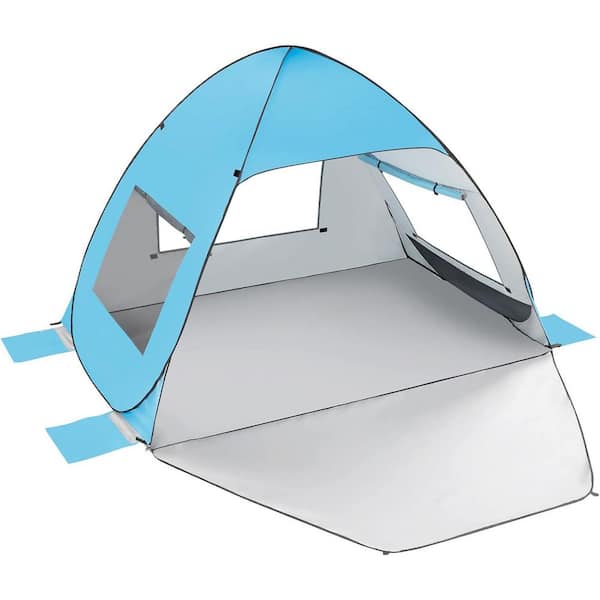 5 ft. x 4 ft. Silver Pop-Up Beach Tent with UV Protection and Carry Bag