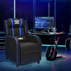 25 in. W Blue Massage Gaming Recliner Chair Racing Single Lounge Sofa Home Theater Seat
