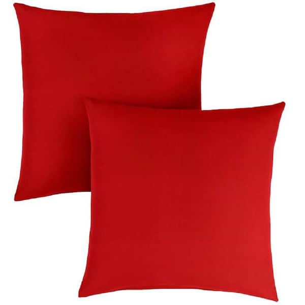 SORRA HOME Sunbrella Canvas Jockey Red Outdoor Knife Edge Throw Pillows (2-Pack)