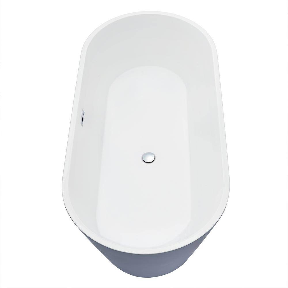 Szany 67'' Gray Freestanding Acrylic Soaking Bathtub