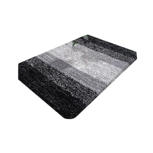 36"x24" Black Stripe Microfiber Rectangular Shaggy Bath Rugs