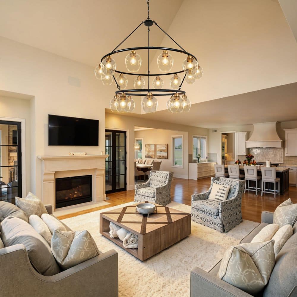 20 Light Black 2-Tier Wagon Wheel Chandelier for Living Room Foyer with no bulb included price history on PriceWatchPro