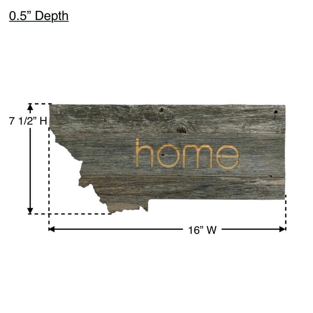 Large Rustic Gray Reclaimed Wood Montana Wall Sign