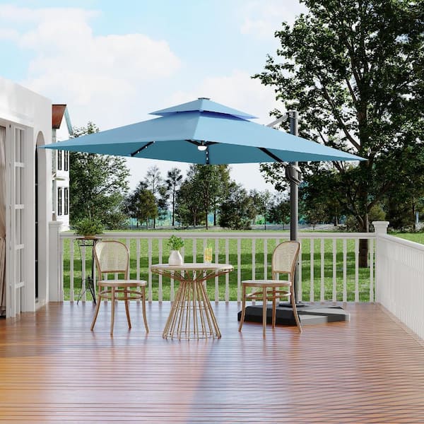 l shaped patio furniture umbrella Walsunny 15 ft Extra Large with Base, Grey / 7ft x 12ft resistant patio lounge set with built L Shaped Patio Sectional Blue