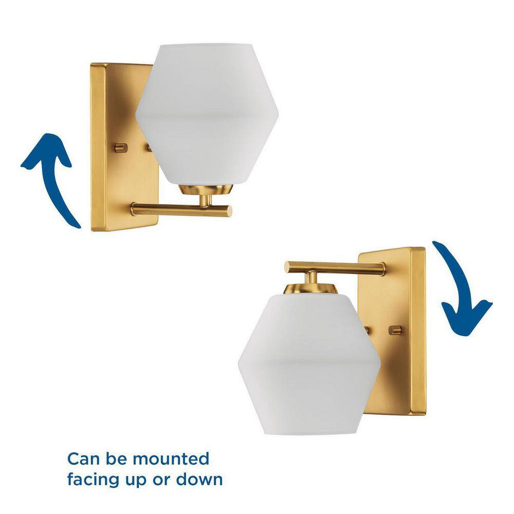 Brushed Gold and Opal Glass Vanity Light