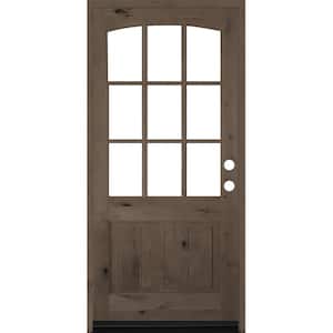36 in. x 80 in. Knotty Alder Left-Hand/Inswing 1/2 Lite Arch Top Clear Glass Provincial Stain Wood Prehung Front Door