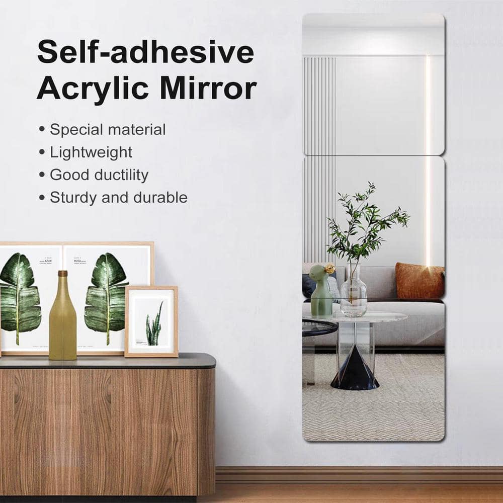 Pro Space 12 in. x 24 in. x 1/8 in. Silver Thick Acrylic Square Mirror ...