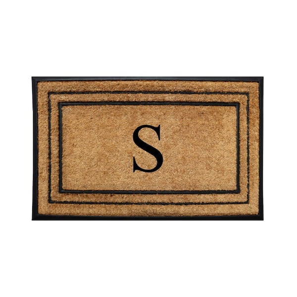 A1HC Natural Coir Rubber Doormat, 24 in x 39 in, Heavy Duty, Dirt Trapping, Thick Non Slip Monogrammed S Doormats