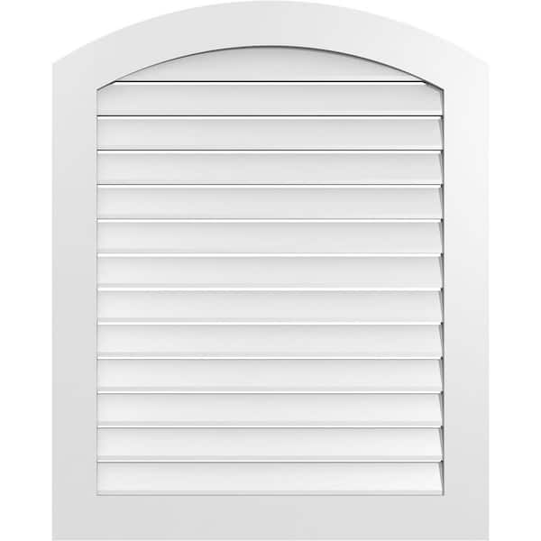 Ekena Millwork 34" x 40" Arch Top Surface Mount PVC Gable Vent: Non-Functional with Standard Frame