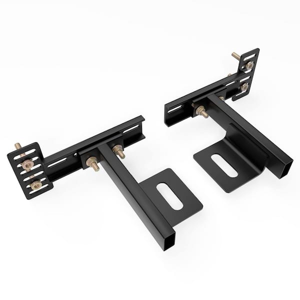 Black Adjustable Headboard Brackets with Footboard Extension Kit for Metal Bed Frame (2-Pack)