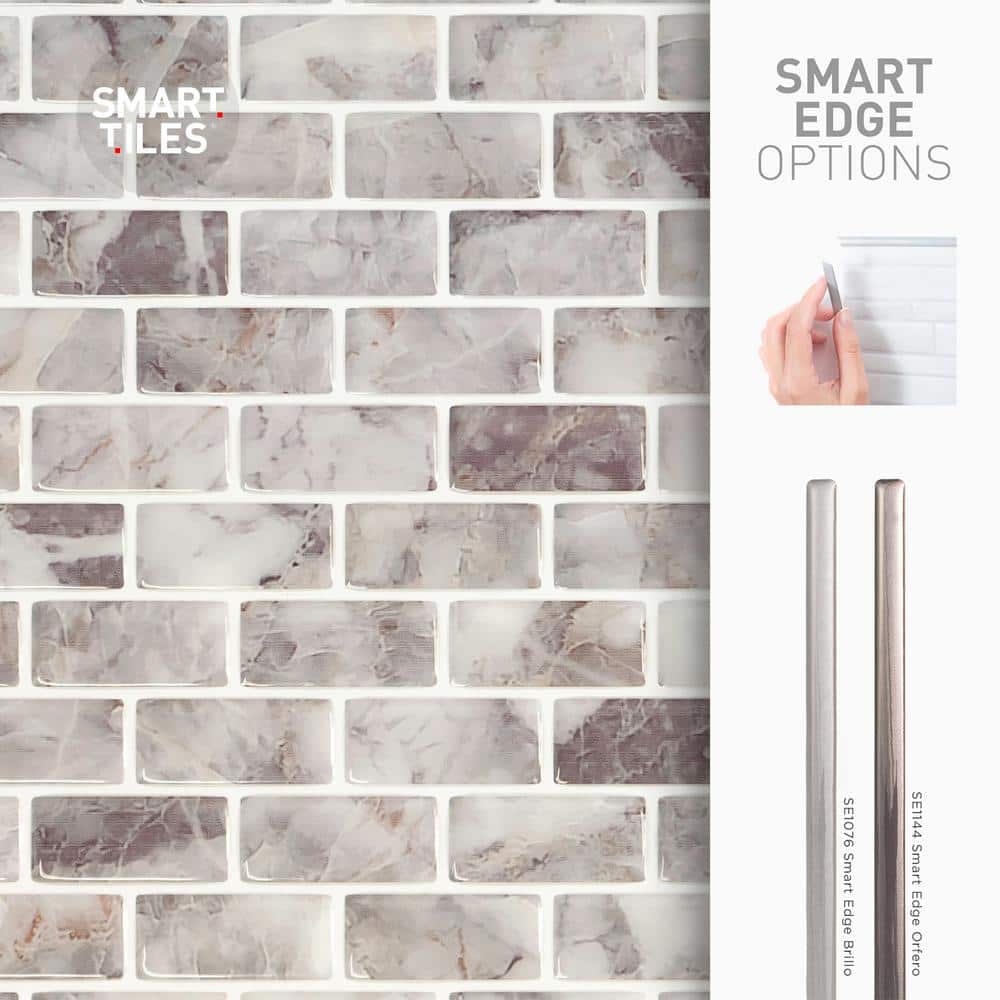 Gray Marble Self-Adhesive Vinyl Mosaic Tile Pack