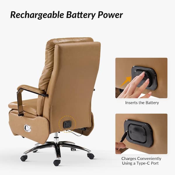 JAYDEN CREATION Lazaro Camel Genuine Leather Powered Office