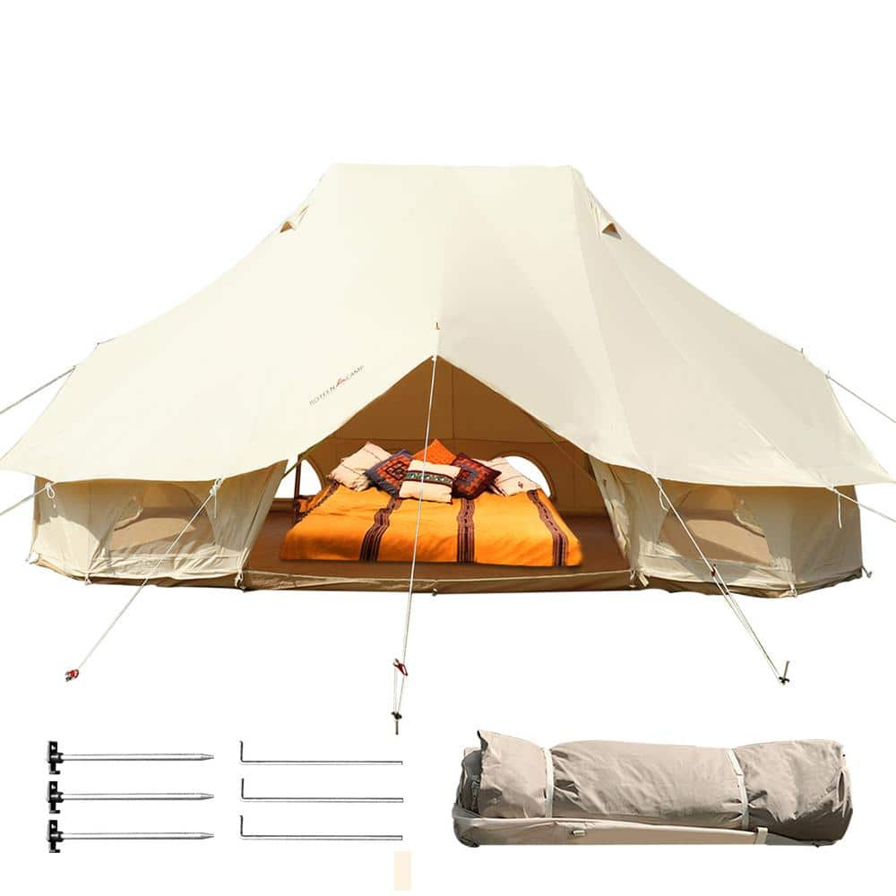 VEVOR 12-Person Waterproof Canvas Bell Tent 19 ft.in Dia. 100% Cotton  Canvas Yurt Tent House with Stove Jack in 4 Seasons ZPMGB6MMBK0000001V0 -  The Home Depot