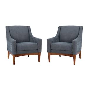 Gerard Charcoal Armchair with Solid Wood Legs Set of 2