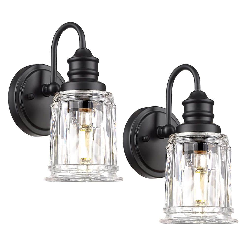 4.7 in. 1 Light Black Vanity Light with Clear Glass Shade 2 Pack price history on PriceWatchPro