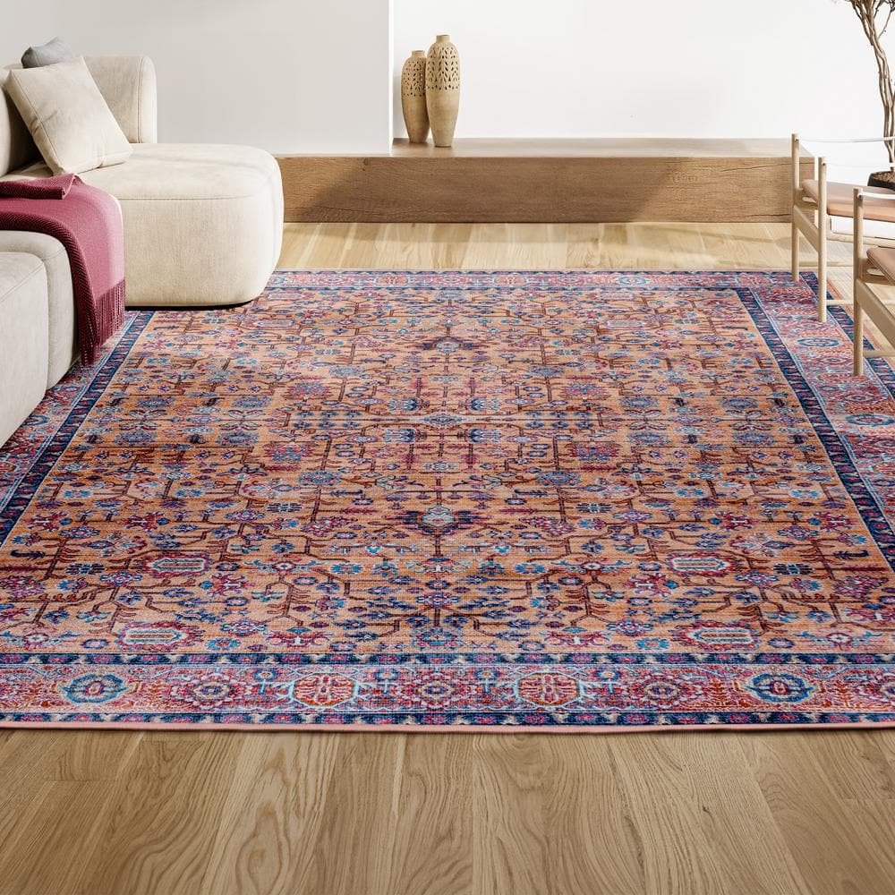 Kemer Multi-Color Persian Washable Synthetic Area Rug