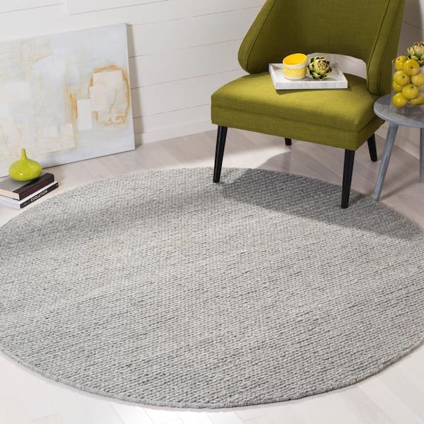 Natura 8 ft. x 8 ft. Round Steel Solid Color Distressed Area Rug