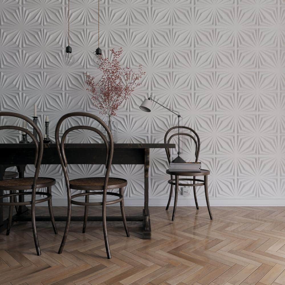 White Textured 3D PVC Decorative Wall Panels Set