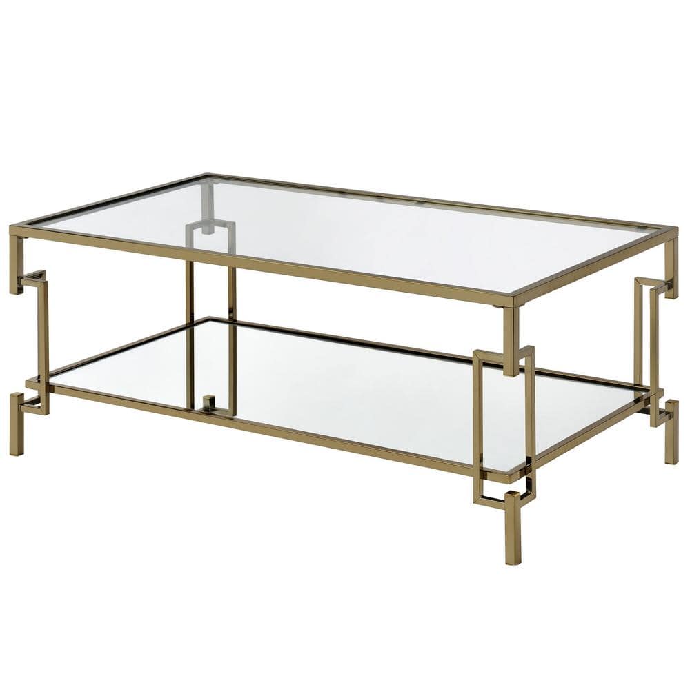 Elrod 43.25 in. Champagne Rectangle Glass Coffee Table
