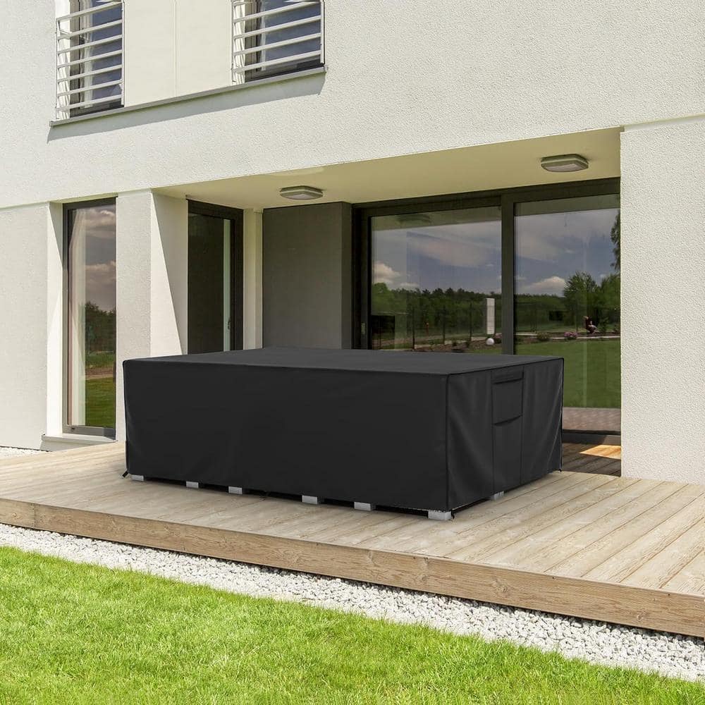 Patio Black Furniture Cover, 98 in. W x 78 in. D x 32 in. H, Heavy-duty Wat